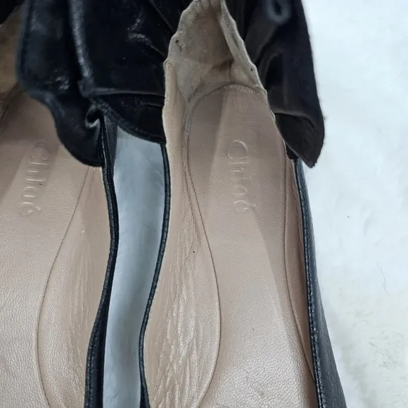Chloe back lace Marli black leather flats