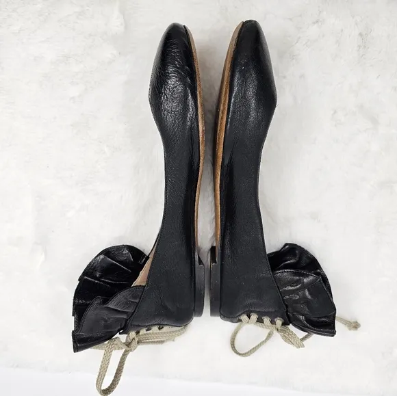 Chloe back lace Marli black leather flats
