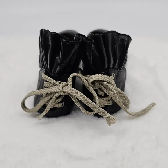 Chloe back lace Marli black leather flats