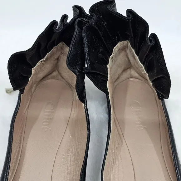 Chloe back lace Marli black leather flats