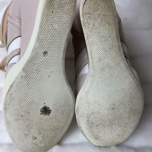 Chloe high top wedge sneakers in white suede and tan leather trim size E…