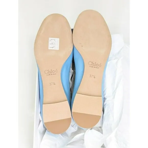 Chloe Women's Lauren Ballet Flats in Aquatic Blue Size 37.5 W (MSRP $550)