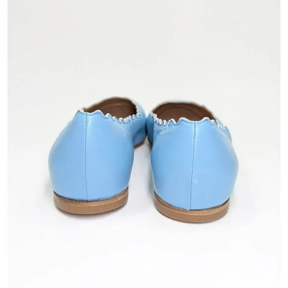 Chloe Women's Lauren Ballet Flats in Aquatic Blue Size 37.5 W (MSRP $550)