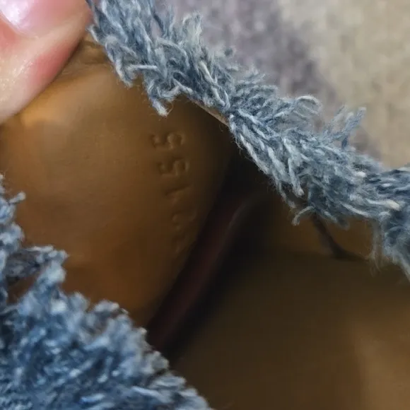 Chloe Woody Logo Flat Denim Slide Sandals