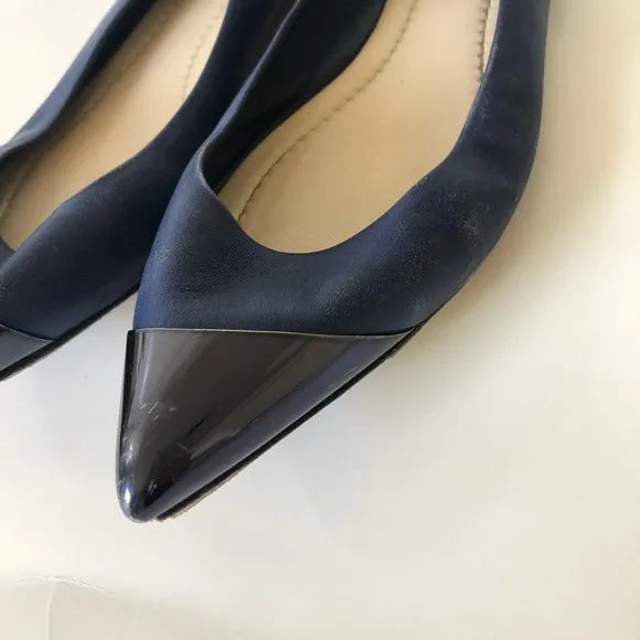 CHRISTIAN DIOR Blue &amp; Metallic Blue Pointed Toe Flats