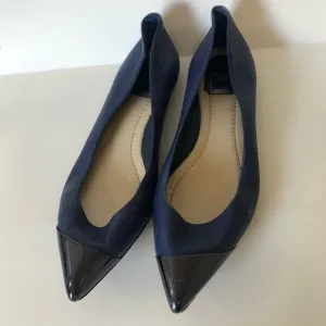 CHRISTIAN DIOR Blue &amp; Metallic Blue Pointed Toe Flats