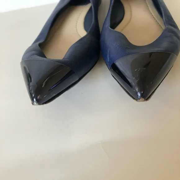 CHRISTIAN DIOR Blue &amp; Metallic Blue Pointed Toe Flats