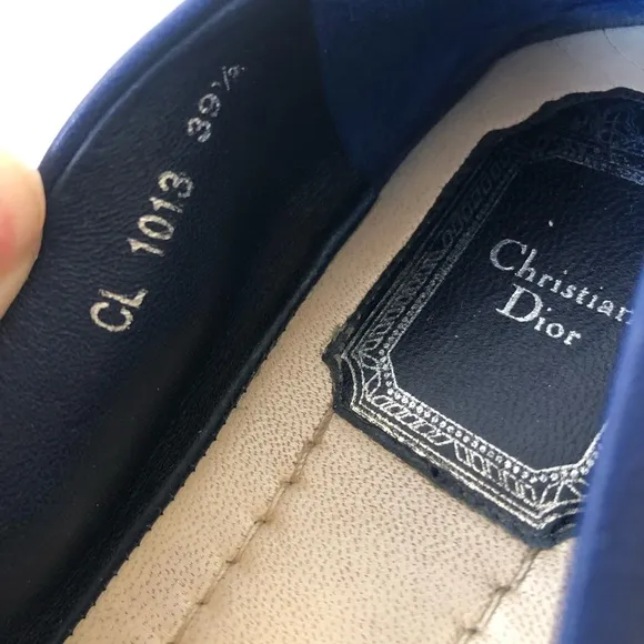 CHRISTIAN DIOR Blue &amp; Metallic Blue Pointed Toe Flats