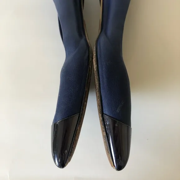 CHRISTIAN DIOR Blue &amp; Metallic Blue Pointed Toe Flats