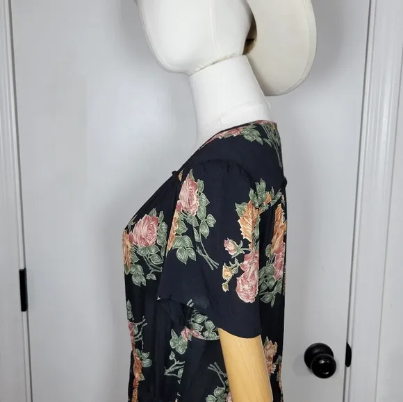 Christy Dawn Black Floral Spring Dress Size XL