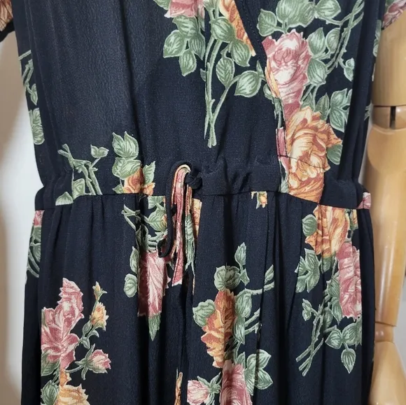 Christy Dawn Black Floral Spring Dress Size XL