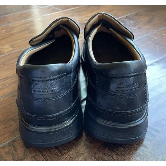 Clarks Mens‎ Escalade Step Slip-On Comfort Loafer Black Leather Size 15 M NEW