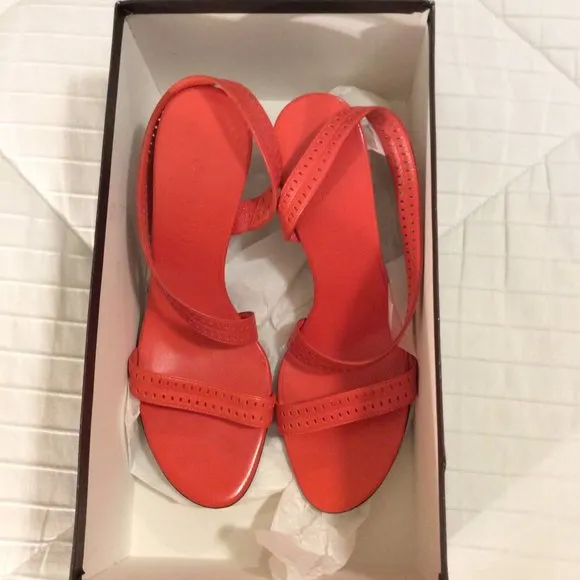 Céline Strappy Sandals Orange Leather