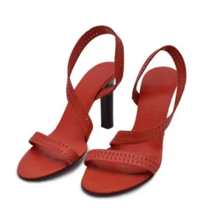 Céline Strappy Sandals Orange Leather