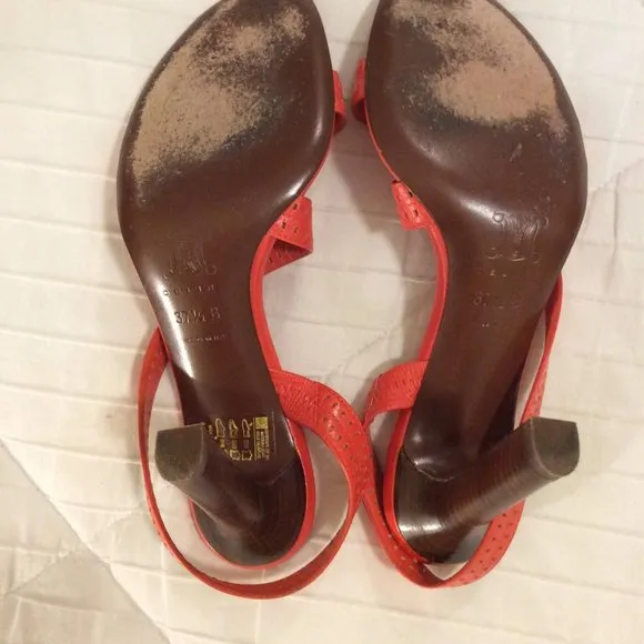 Céline Strappy Sandals Orange Leather