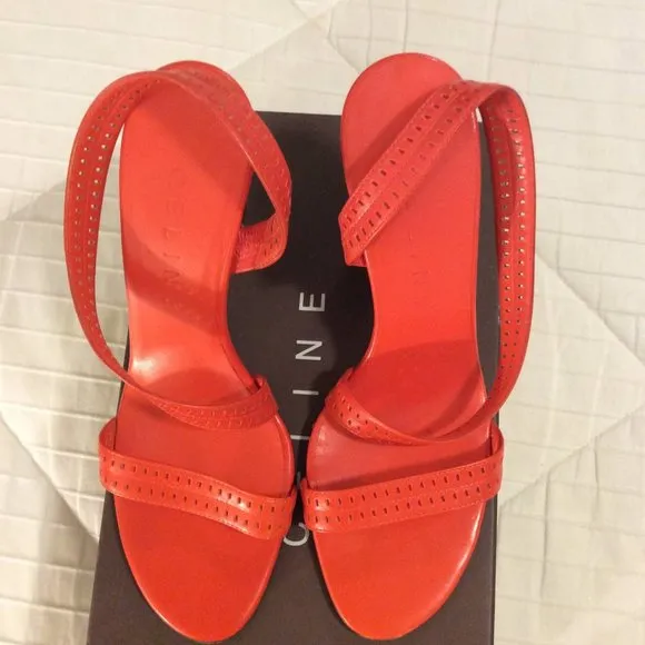 Céline Strappy Sandals Orange Leather