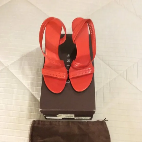 Céline Strappy Sandals Orange Leather