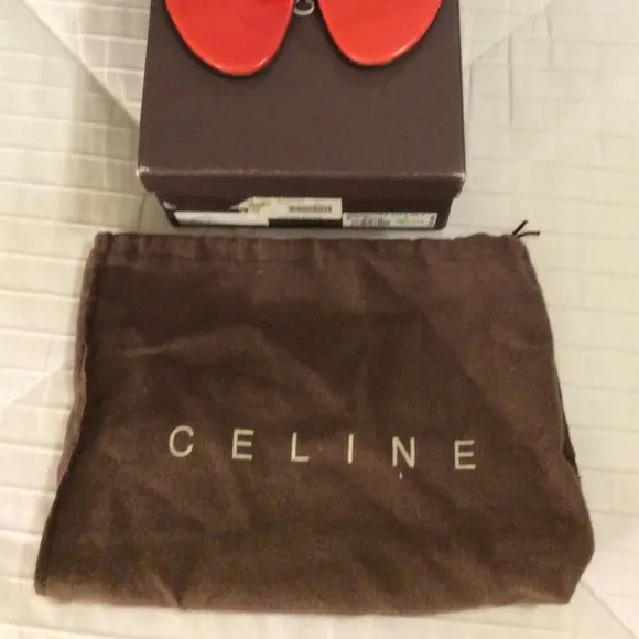Céline Strappy Sandals Orange Leather