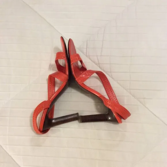 Céline Strappy Sandals Orange Leather