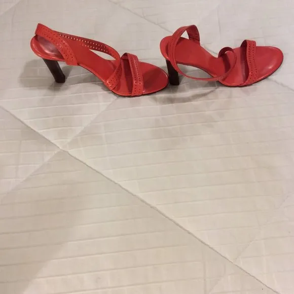 Céline Strappy Sandals Orange Leather