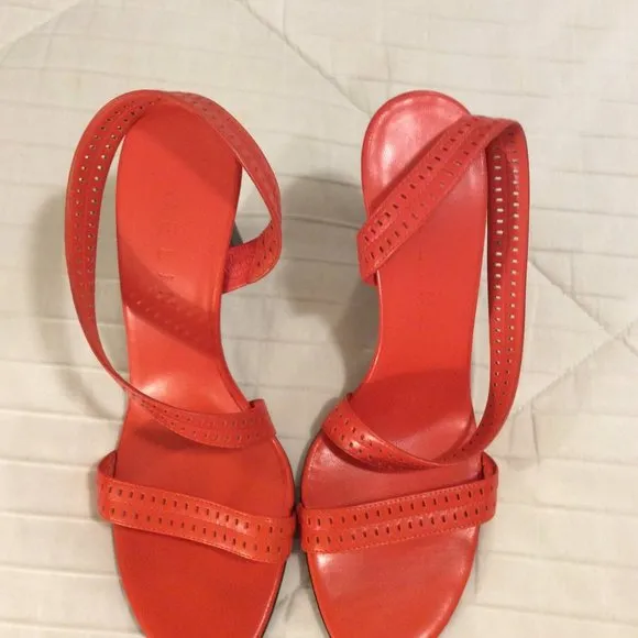 Céline Strappy Sandals Orange Leather