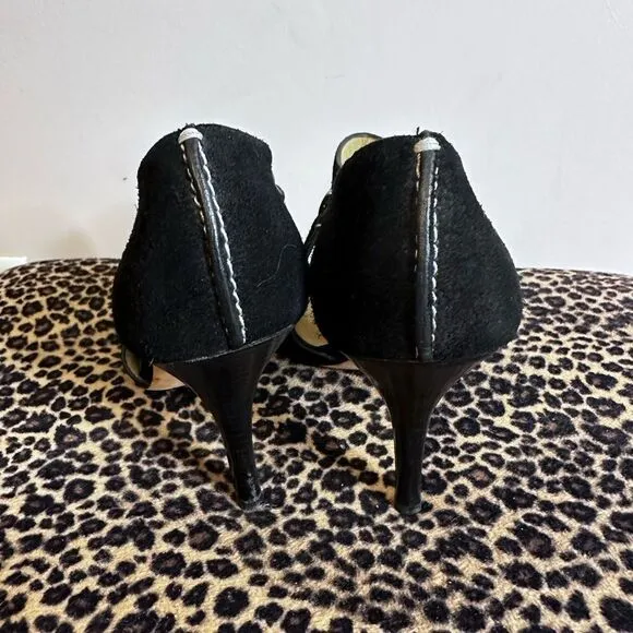 Coach black suede strappy sandals GUC w/ side zip women’s 8.5