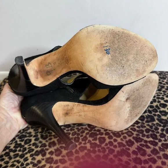 Coach black suede strappy sandals GUC w/ side zip women’s 8.5