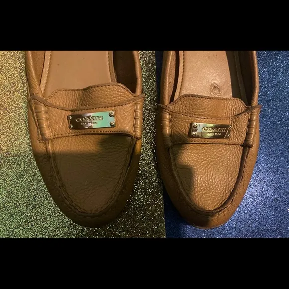 COACH CAMEL BRITISH TAN GOLD LEATHER Loafers CLASSIC