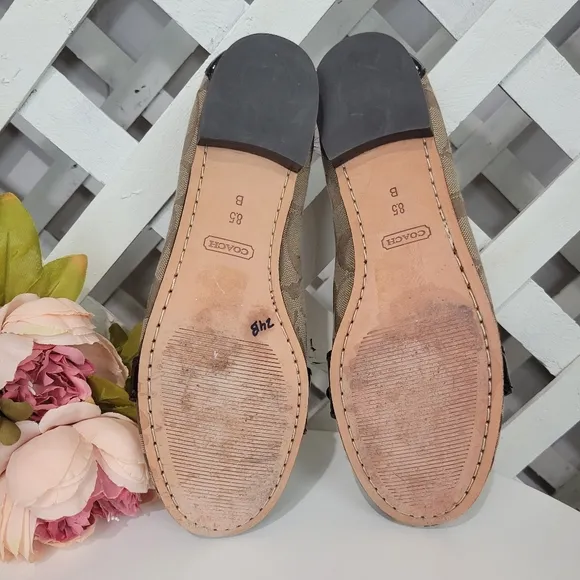 Coach Elkie Signature Print Brown and Tan Loafers Size 8.5
