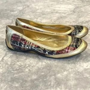 Coach Gold Tartan Plaid Ballet Flats Size 5.5 B