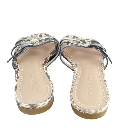 Coach Kennedy Flat Sandals In Natural snake Print Size 7