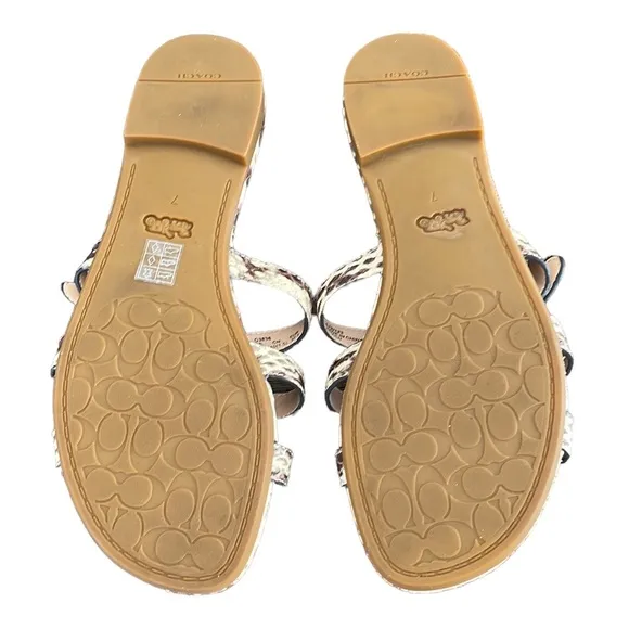 Coach Kennedy Flat Sandals In Natural snake Print Size 7