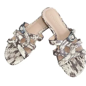 Coach Kennedy Flat Sandals In Natural snake Print Size 7