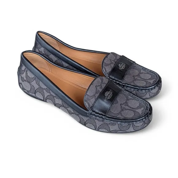 Coach Loafers Classic Logo Odette Black Smoke Loafers Women's Slip On Flats 7.5