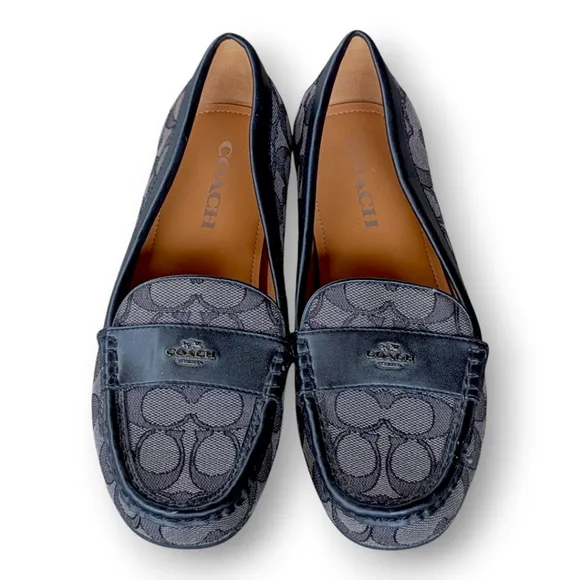 Coach Loafers Classic Logo Odette Black Smoke Loafers Women's Slip On Flats 7.5