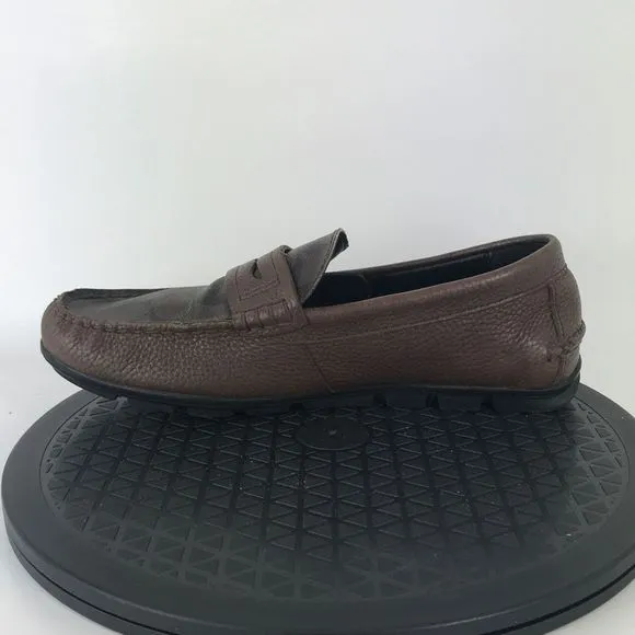 Coach Mott Driver Leather Penny Loafers Classic Logo Brown FG1105 Men's Size 8