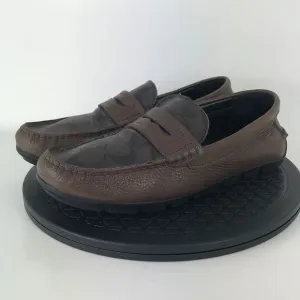 Coach Mott Driver Leather Penny Loafers Classic Logo Brown FG1105 Men's Size 8
