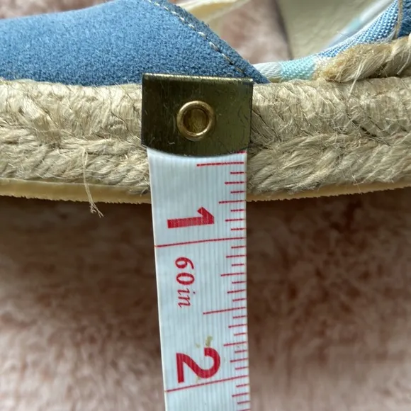 Coach Rosie Platform Wedge Sandals Espadrilles Lace Up Wrap Blue Cream 9 NWOT