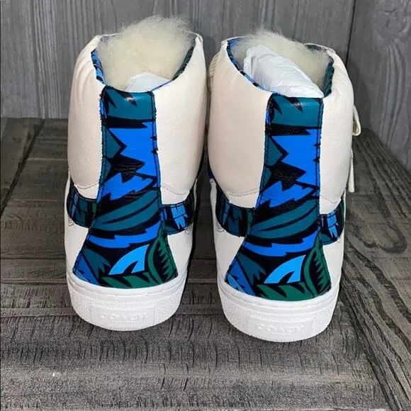 Coach Sheep Sherling Pointy Toe High Top Sneakers