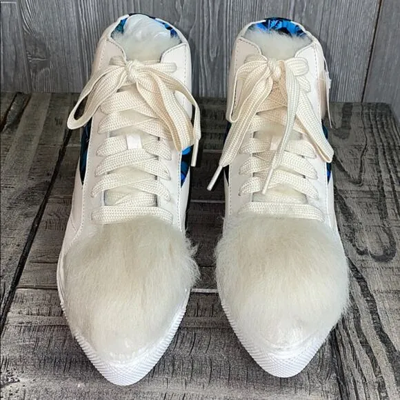 Coach Sheep Sherling Pointy Toe High Top Sneakers