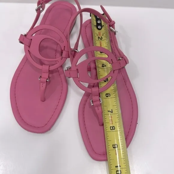 COACHJeri Leather T-strap Flat Sandals Pink Leather size 6 B