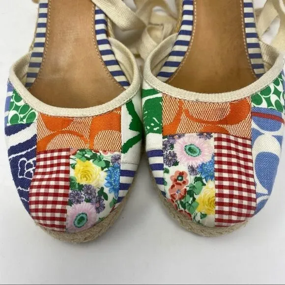 Coach Lace-up Patchwork Espadrilles- Size 7