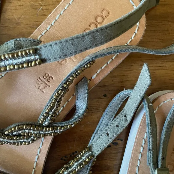 Cocobelle Nevis Beaded Braided Flat Sandals Size 38 7.5