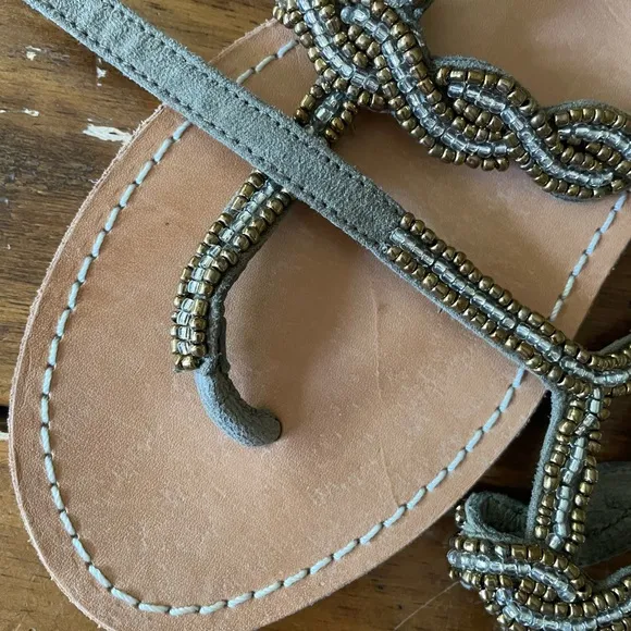 Cocobelle Nevis Beaded Braided Flat Sandals Size 38 7.5