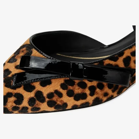 Cole Haan Ballet Flats Leopard Print Size 7 Noella Bow Skimmer Point Toe
