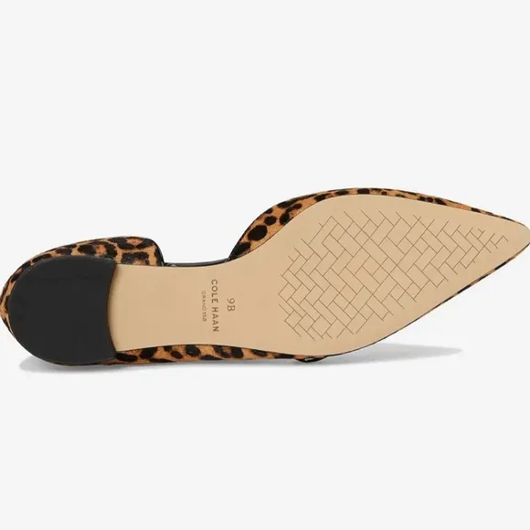 Cole Haan Ballet Flats Leopard Print Size 7 Noella Bow Skimmer Point Toe