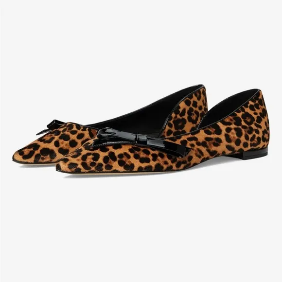 Cole Haan Ballet Flats Leopard Print Size 7 Noella Bow Skimmer Point Toe