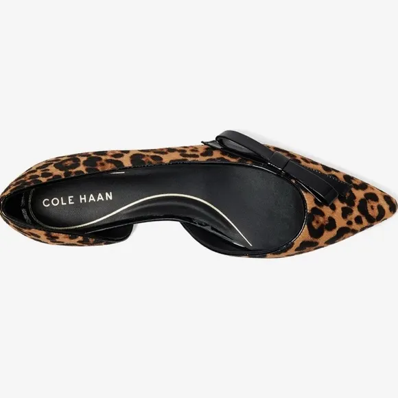 Cole Haan Ballet Flats Leopard Print Size 7 Noella Bow Skimmer Point Toe