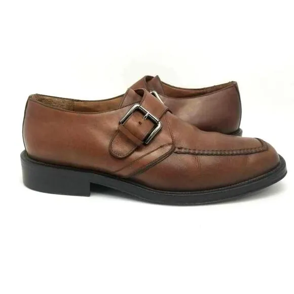 Cole Haan City Monk Single Strap Buckle Brown Leather Oxford Dress Shoes Size 8D