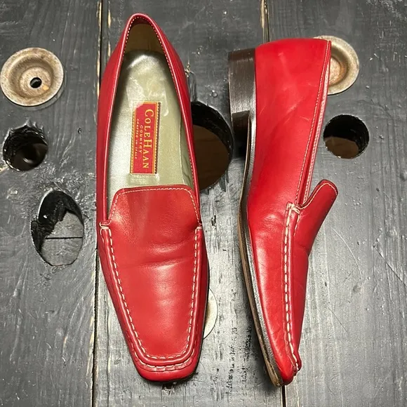 COLE HAAN Country Classic Red Leather Loafers